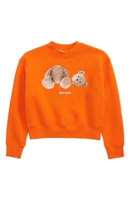 Palm Angels Kids' Bear Cotton Graphic Sweatshirt in Orange Brown