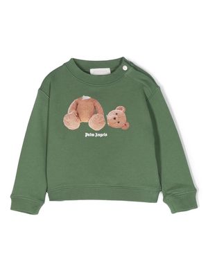 Palm Angels Kids Bear graphic-print cotton sweatshirt - Green