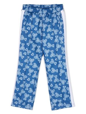 Palm Angels Kids bear-motif elasticated-waist trousers - Blue