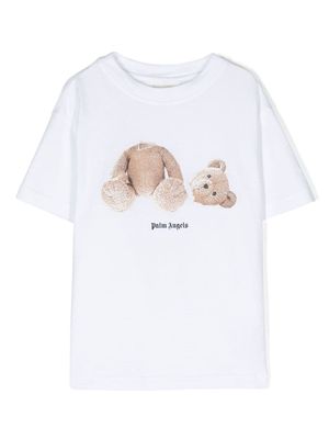 Palm Angels Kids bear-motif organic cotton T-shirt - White