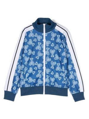 Palm Angels Kids bear-motif zip-up sweatshirt - Blue