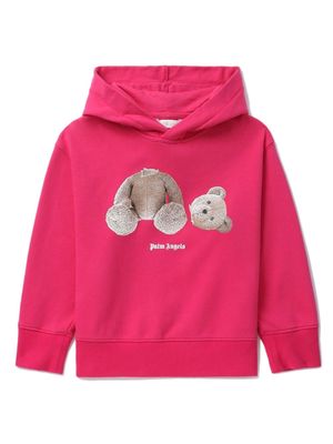 Palm Angels Kids Bear-print cotton hoodie - Pink