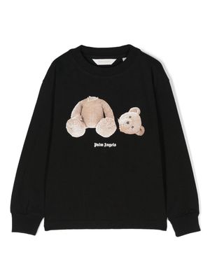 Palm Angels Kids Bear-print cotton sweatshirt - Black