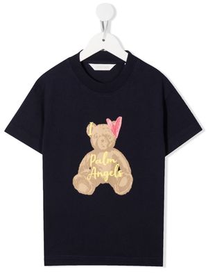 Palm Angels Kids bear-print cotton T-shirt - Blue