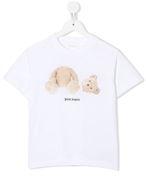 Palm Angels Kids Bear-print cotton T-shirt - White