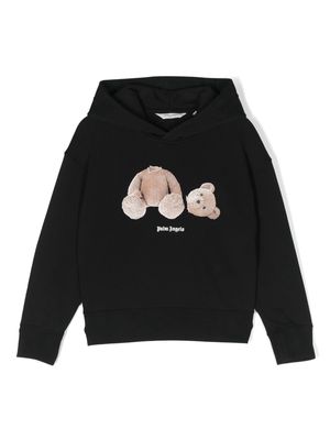 Palm Angels Kids bear-print organic cotton hoodie - Black