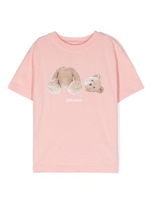 Palm Angels Kids bear-print organic cotton T-shirt - Pink
