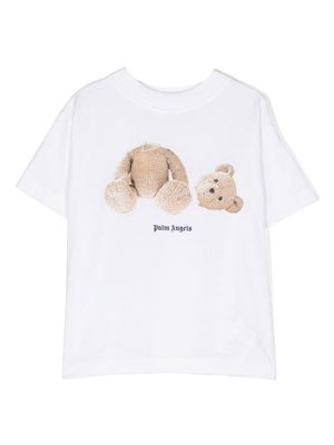 Palm Angels Kids bear-print organic cotton T-shirt - White