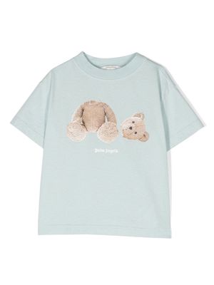 Palm Angels Kids bear-print short-sleeve T-shirt - Blue