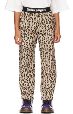 Palm Angels Kids Brown Leopard Trousers