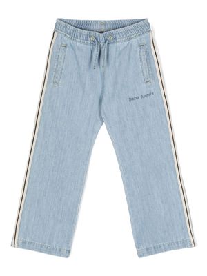Palm Angels Kids chambray cotton trousers - Blue