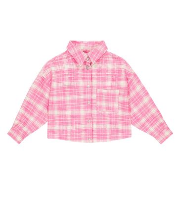 Palm Angels Kids Checked cotton-blend tweed shirt