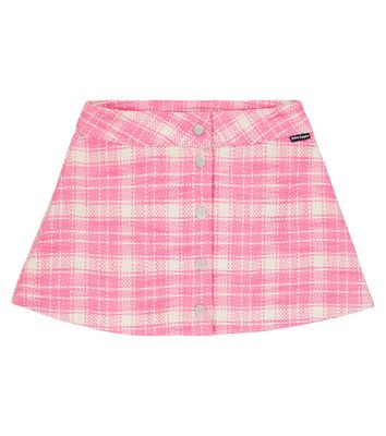 Palm Angels Kids Checked cotton-blend tweed skirt