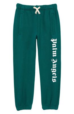 Palm Angels Kids' Classic Logo Cotton Joggers in Forest Green