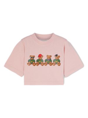 Palm Angels Kids College Bears cropped T-shirt - Pink