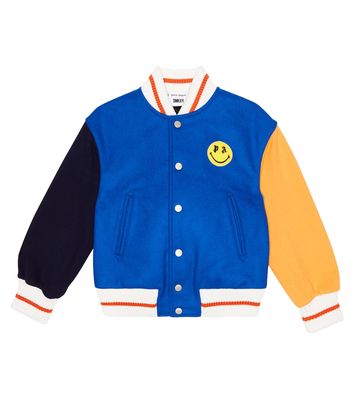 Palm Angels Kids Colorblocked wool-blend varsity jacket
