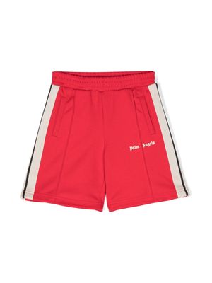 Palm Angels Kids contrast-stripe cotton track shorts - Red