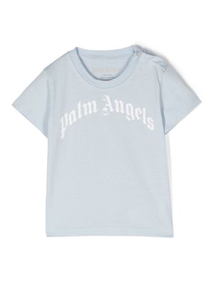 Palm Angels Kids curved-logo cotton T-shirt - Blue
