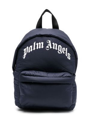 Palm Angels Kids curved logo-print backpack - Blue