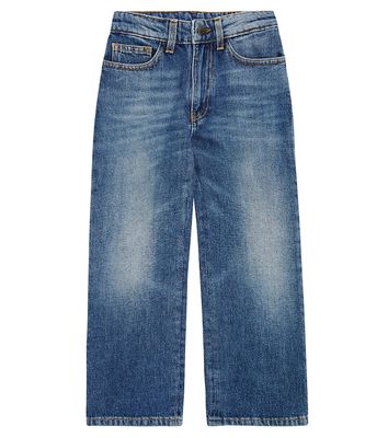 Palm Angels Kids Curved-logo straight jeans