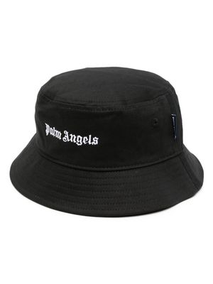 Palm Angels Kids embroidered-logo cotton bucket hat - Black