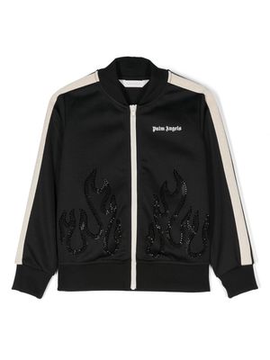 Palm Angels Kids flame-embellished track jacket - Black