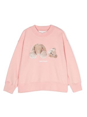 Palm Angels Kids graphic-print cotton hoodie - Pink
