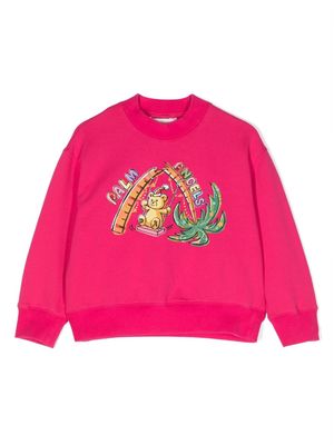 Palm Angels Kids graphic-print cotton sweatshirt - Pink