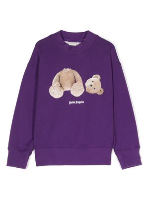 Palm Angels Kids graphic-print cotton sweatshirt - Purple