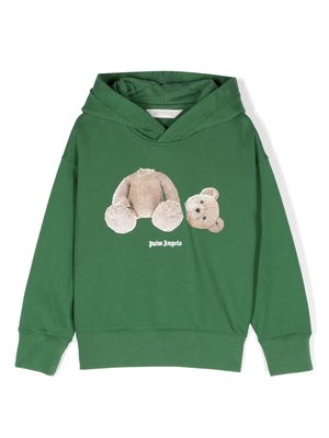 Palm Angels Kids graphic-print organic cotton hoodie - Green