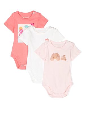 Palm Angels Kids graphic-print short-sleeved bodysuit set of 3 - Pink