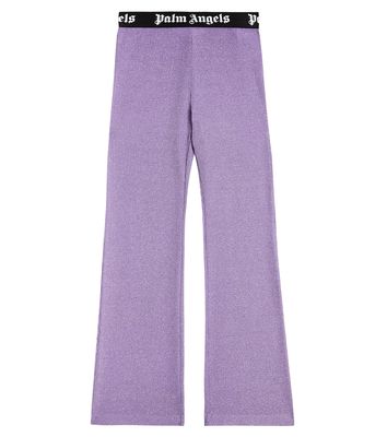 Palm Angels Kids High-rise ribbed-knit flared pants