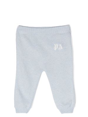 Palm Angels Kids knitted logo-embroidered trousers - Blue