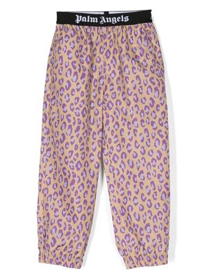 Palm Angels Kids leopard-print straight-leg track pants - Neutrals