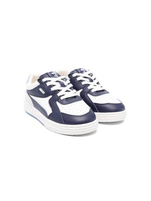 Palm Angels Kids logo-appliqué leather sneakers - White