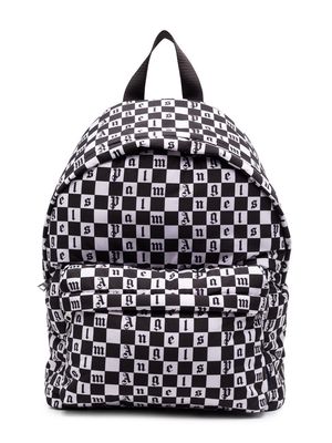 Palm Angels Kids logo checkerboard-print backpack - White