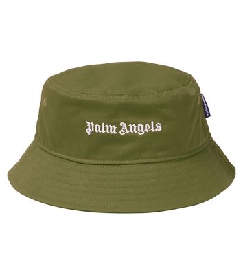 Palm Angels Kids Logo cotton bucket hat