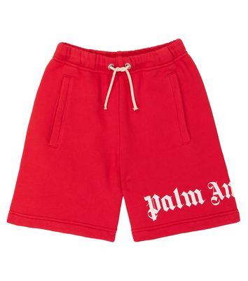 Palm Angels Kids Logo cotton shorts