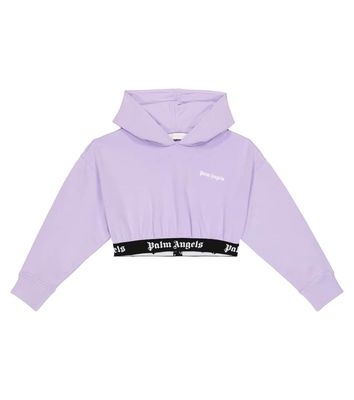 Palm Angels Kids Logo cropped cotton hoodie