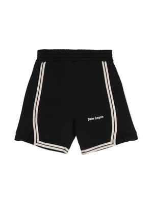 Palm Angels Kids logo-detail striped shorts - Black