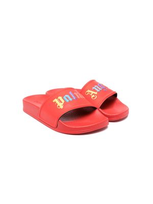 Palm Angels Kids logo-embossed moulded slippers - Red