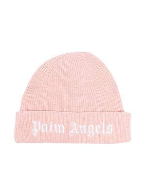Palm Angels Kids logo-embroidered knit hat - Pink