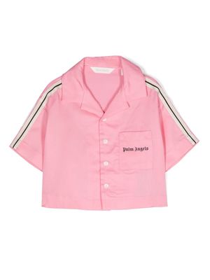 Palm Angels Kids logo-embroidered stripe-detail shirt - Pink