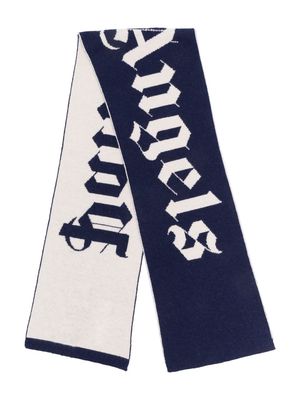 Palm Angels Kids logo-intarsia scarf - Blue