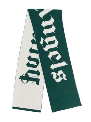 Palm Angels Kids logo-intarsia scarf - Green