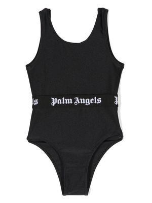 Palm Angels Kids logo-print band swimsuit - Black