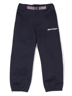 Palm Angels Kids logo-print belted trousers - Blue
