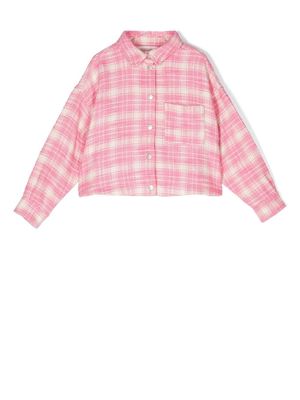 Palm Angels Kids logo-print check shirt - Pink