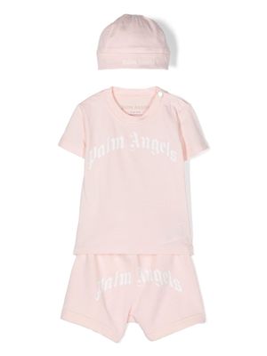 Palm Angels Kids logo-print cotton babygrow set - Pink