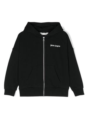 Palm Angels Kids logo-print cotton hoodie - Black
